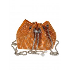 На фото 1 - Женская сумочка из велюра со стразами, цвет оранжевый