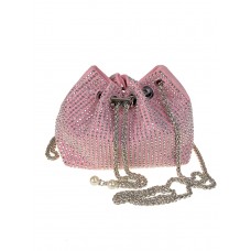 На фото 1 - Женская сумочка из велюра со стразами, цвет розовый