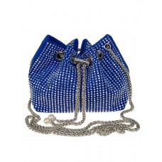 На фото 1 - Женская сумочка из велюра со стразами, цвет синий