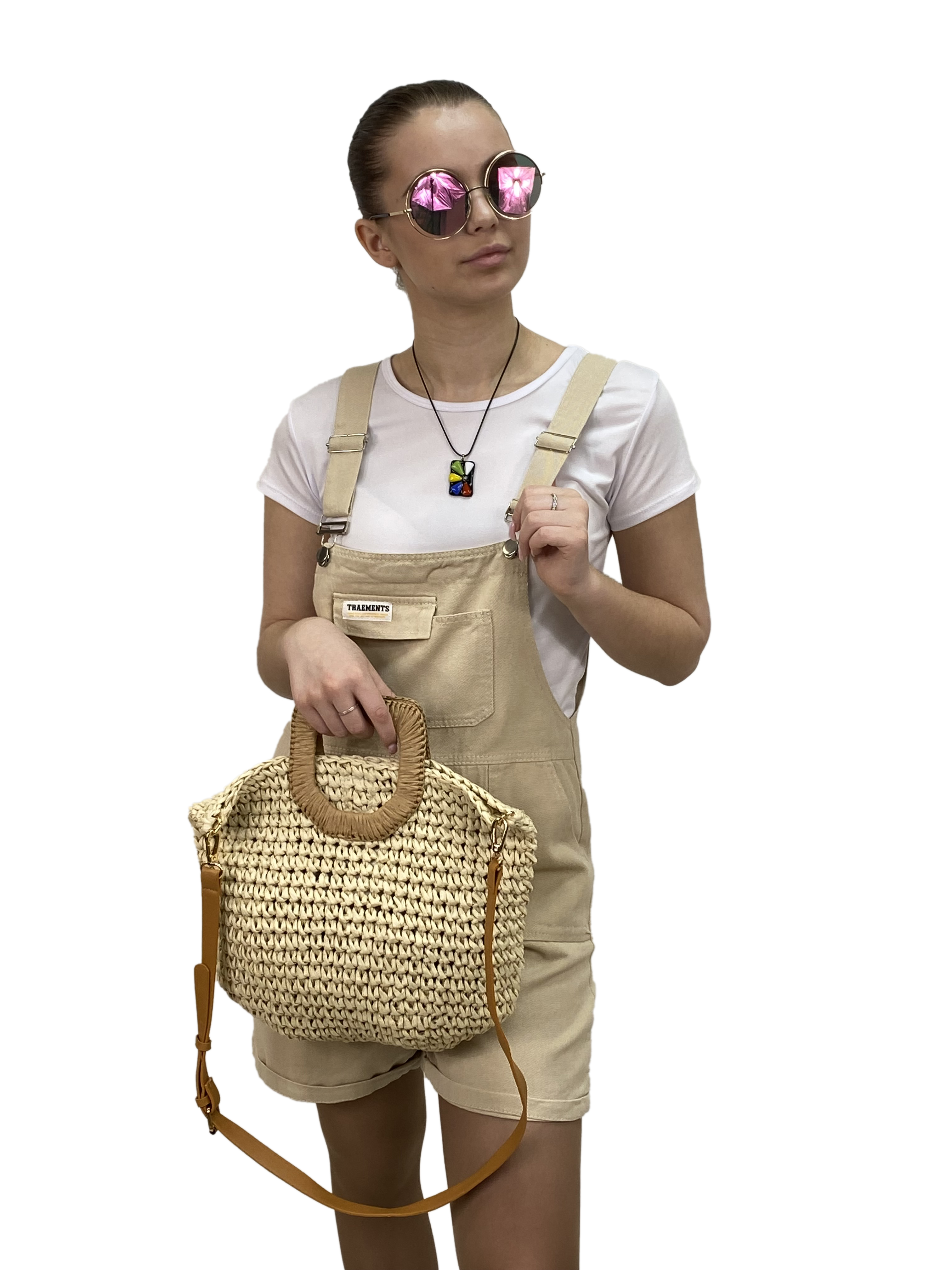 На фото 2 - Плетеная сумка тоут из джута с акцентной квадратной ручкой, цвет слоновой кости
