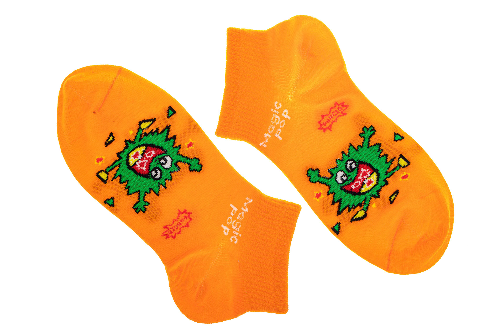 На фото 1 - Короткие женские носки с принтом, цвет оранжевый