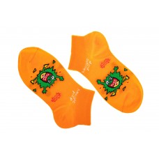 На фото 1 - Короткие женские носки с принтом, цвет оранжевый