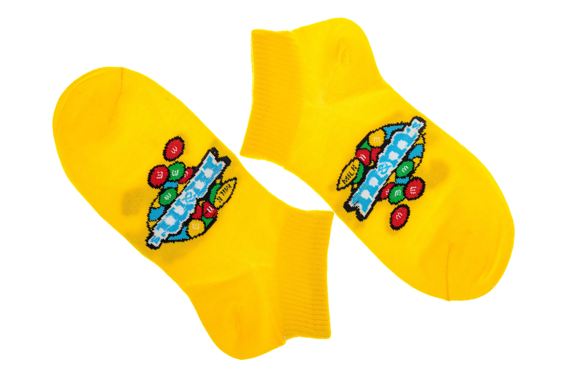 На фото 1 - Короткие женские носки с принтом, цвет жёлтый