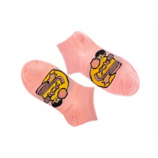 На фото 1 - Короткие женские носки с принтом, цвет розовый