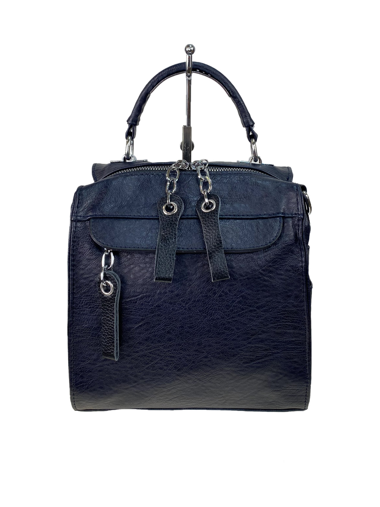 На фото 3 - Женская сумка-рюкзак трансформер из искусственной кожи, цвет синий