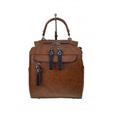 На фото 3 - Женская сумка-рюкзак трансформер из искусственной кожи, цвет коричневый