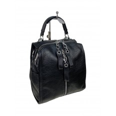 На фото 2 - Женская сумка-рюкзак трансформер из искусственной кожи, цвет черный