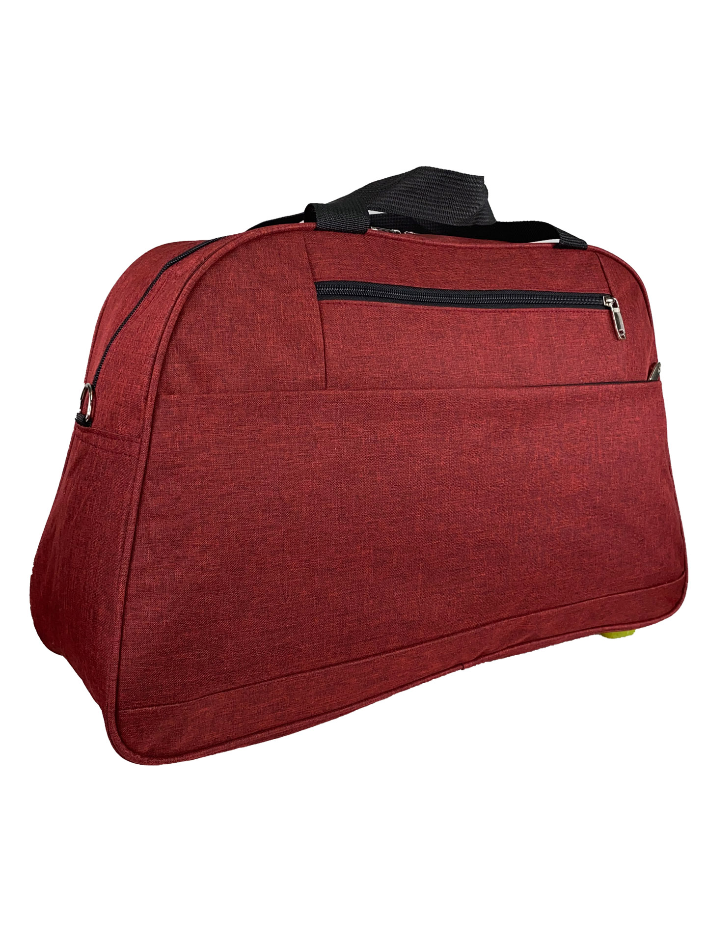 На фото 1 - Багажная женская сумка из текстиля, цвет бордовый