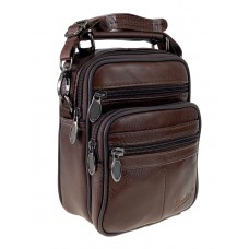 На фото 1 - Небольшая мужская сумка из натуральной кожи под документы, цвет коричневый