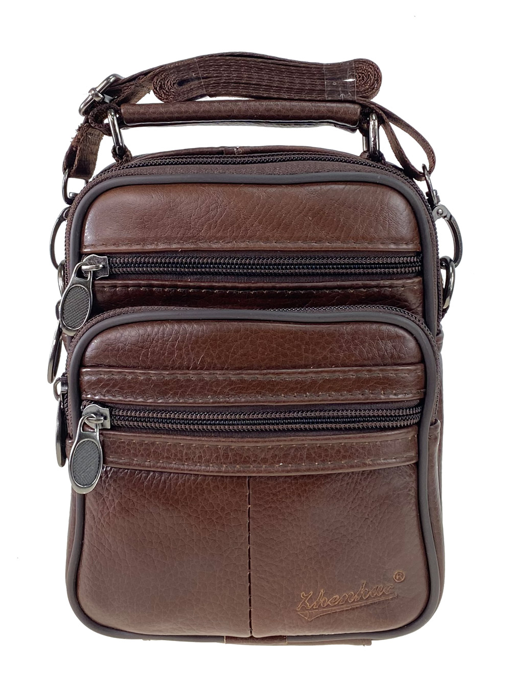 На фото 2 - Небольшая мужская сумка из натуральной кожи под документы, цвет коричневый