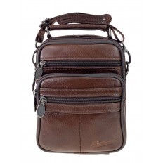 На фото 2 - Небольшая мужская сумка из натуральной кожи под документы, цвет коричневый