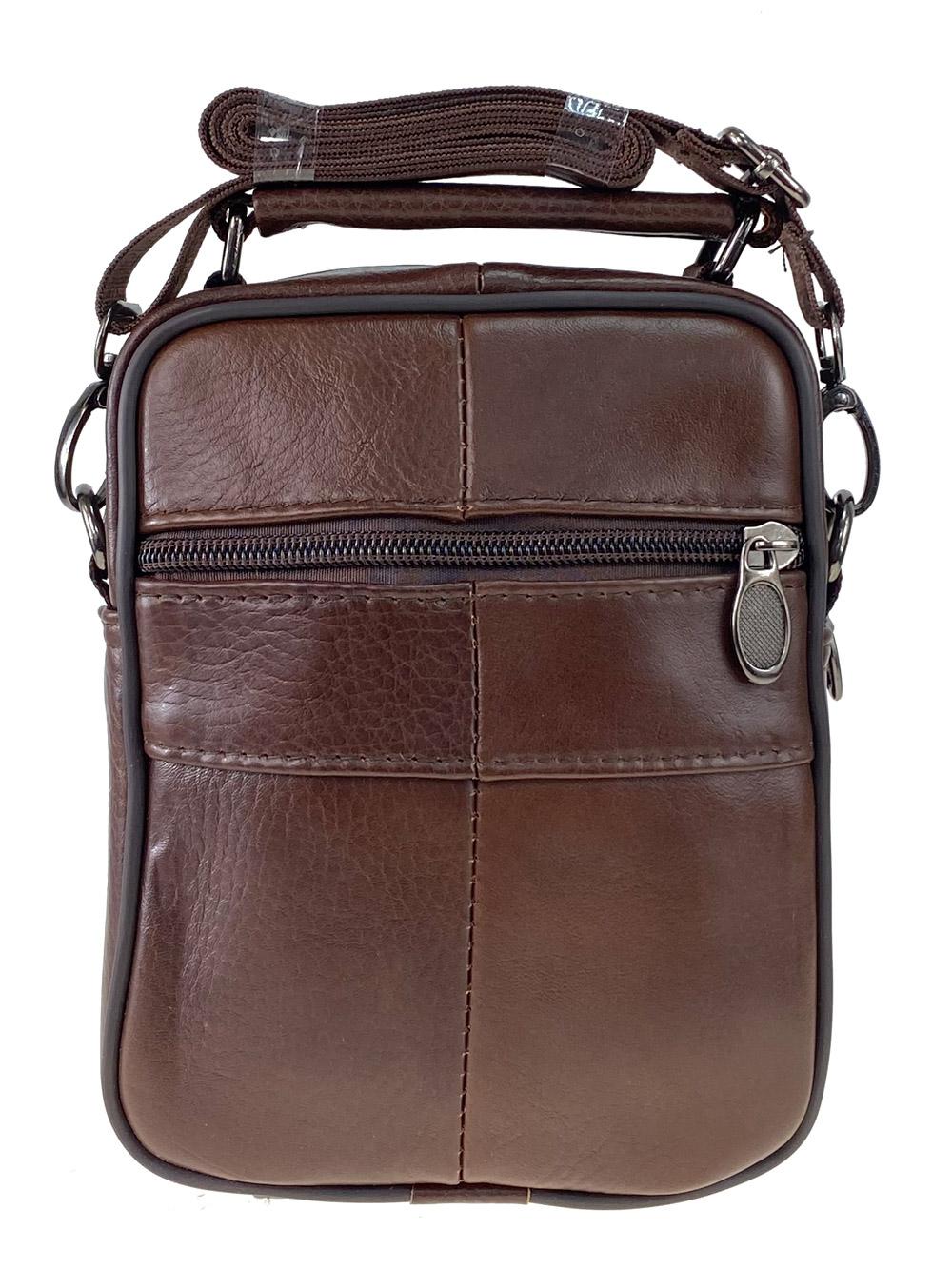На фото 3 - Небольшая мужская сумка из натуральной кожи под документы, цвет коричневый