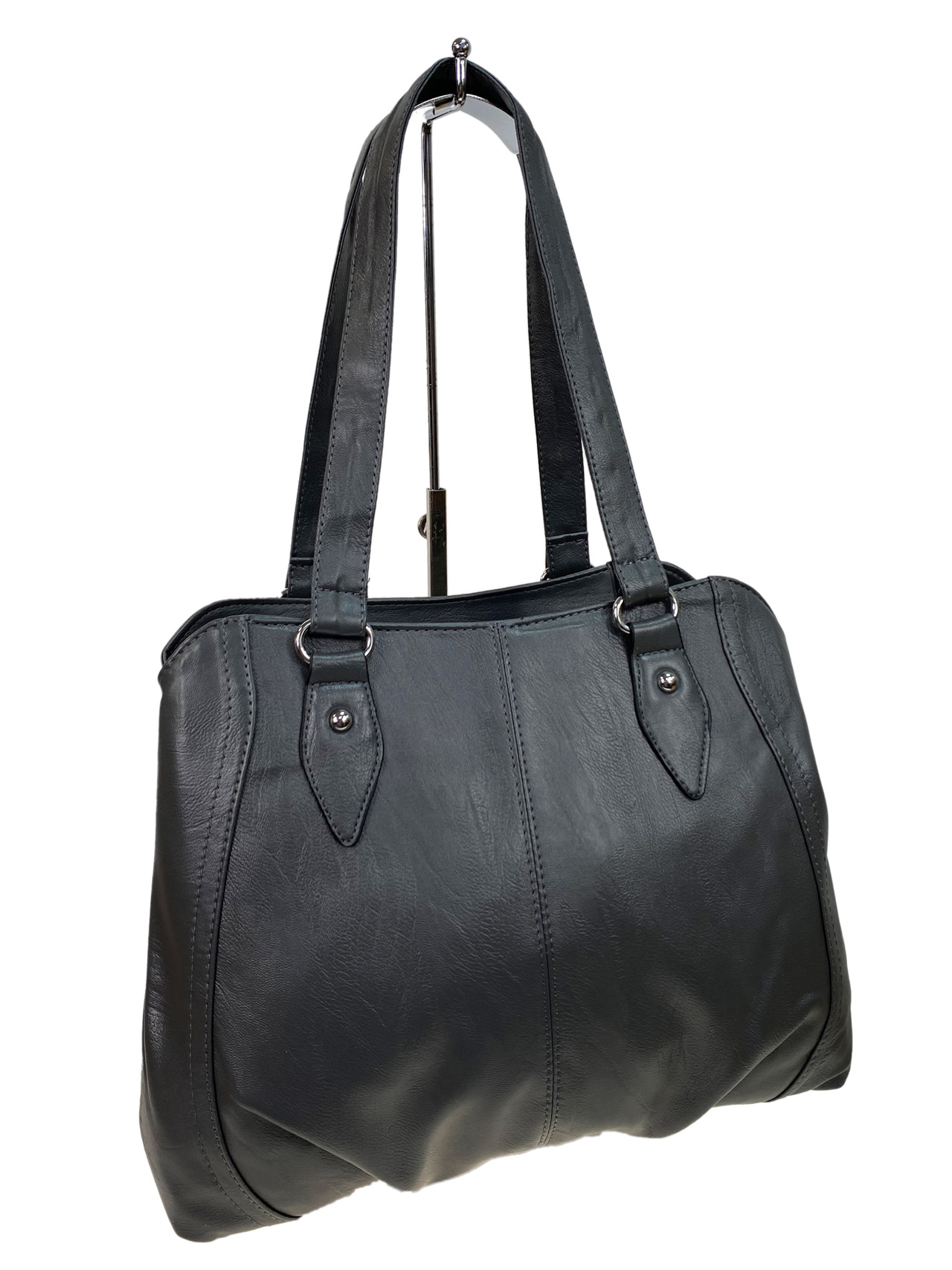 На фото 1 - Женская сумка  из искусственной кожи, цвет серый