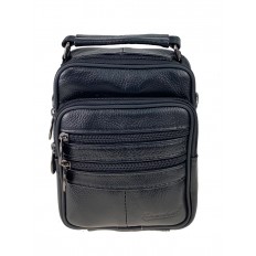 На фото 2 - Кожаная мини-сумка для мужчин, цвет чёрный