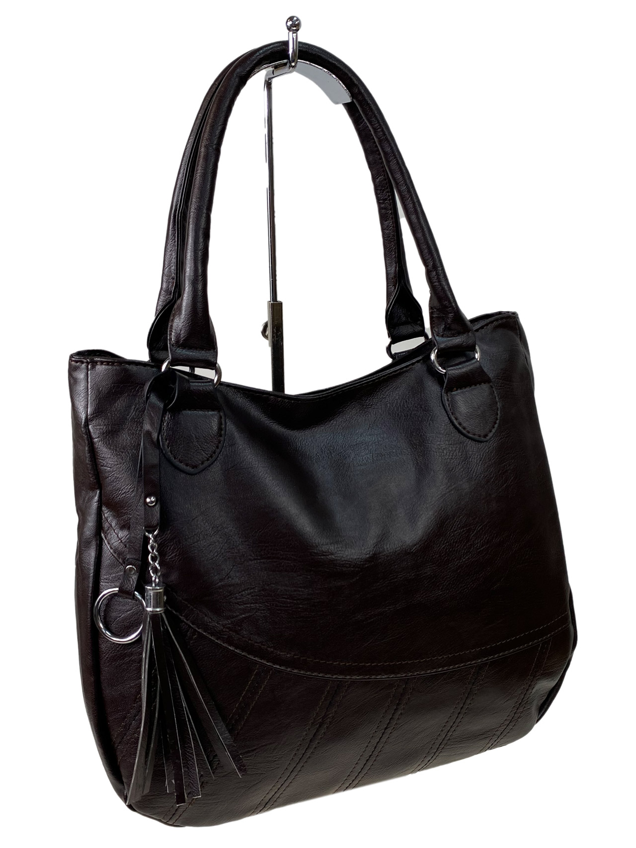 На фото 1 - Женская сумка  из искусственной кожи, цвет шоколад