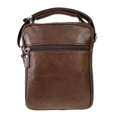 На фото 3 - Кожаная мужская сумка через плечо, цвет коричневый