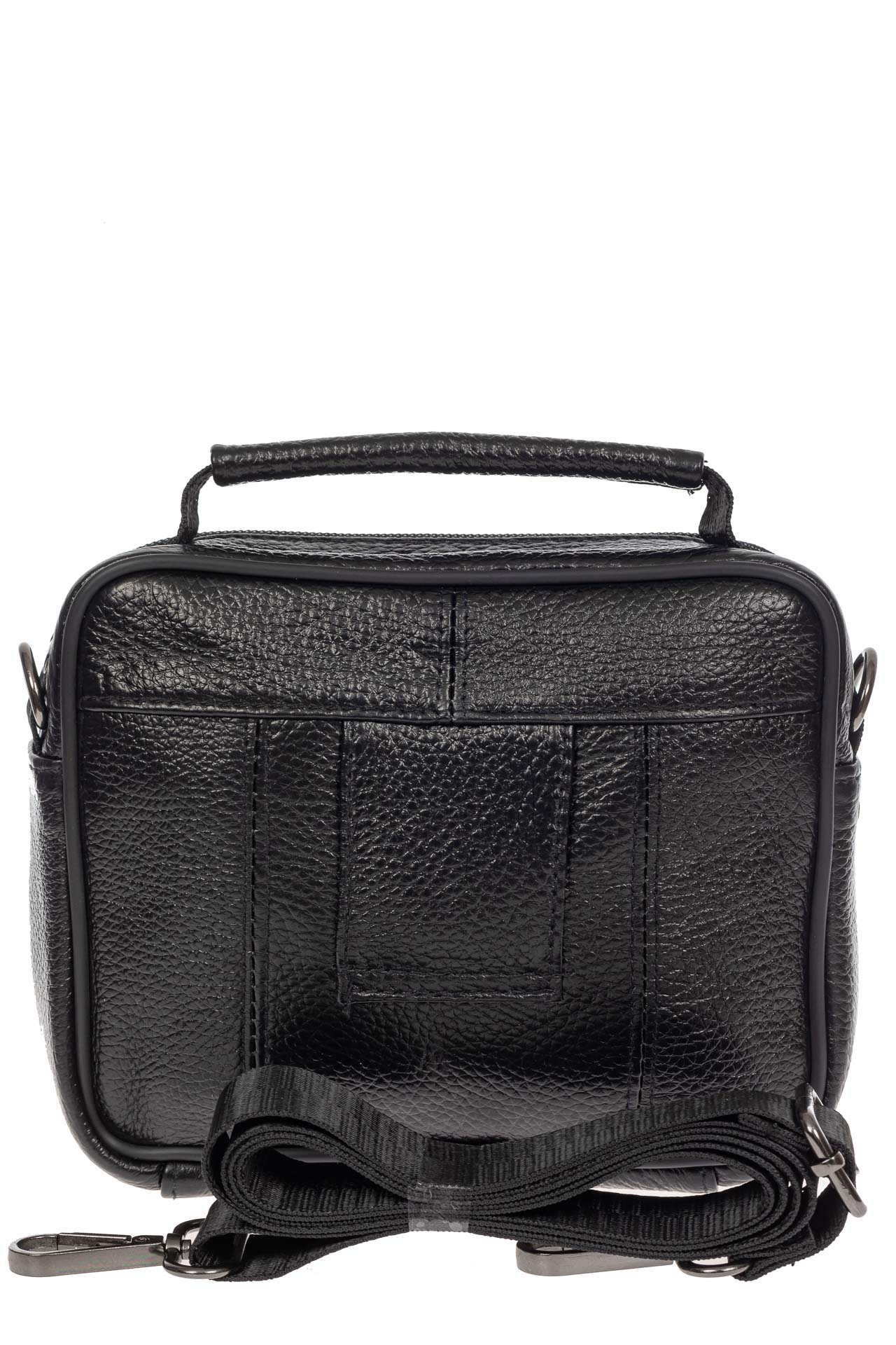 На фото 3 - Мужская сумка-барсетка из фактурной натуральной кожи, цвет чёрный