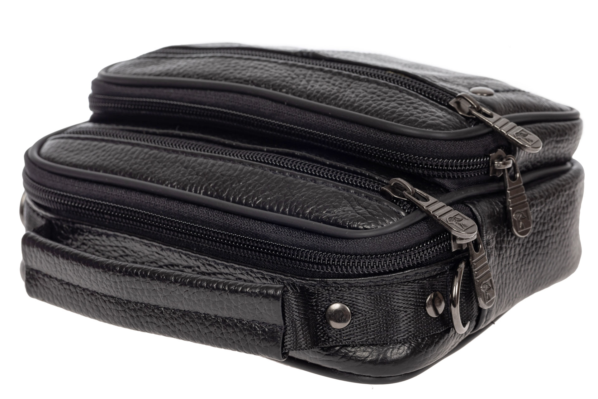На фото 4 - Мужская сумка-барсетка из фактурной натуральной кожи, цвет чёрный