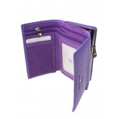 На фото 2 - Женский кошелёк с фермуаром из натуральной кожи, цвет сиреневый
