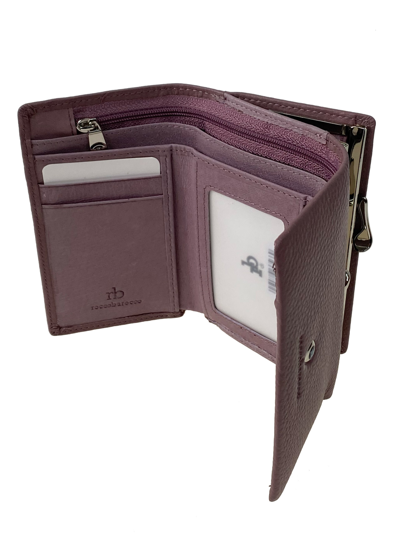 На фото 2 - Женский кошелёк с фермуаром из натуральной кожи, цвет темная пудра