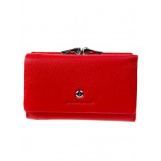 На фото 1 - Женский кошелёк с фермуаром из натуральной кожи, цвет красный