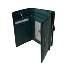 На фото 2 - Женский кошелёк с фермуаром из натуральной кожи, цвет зеленый