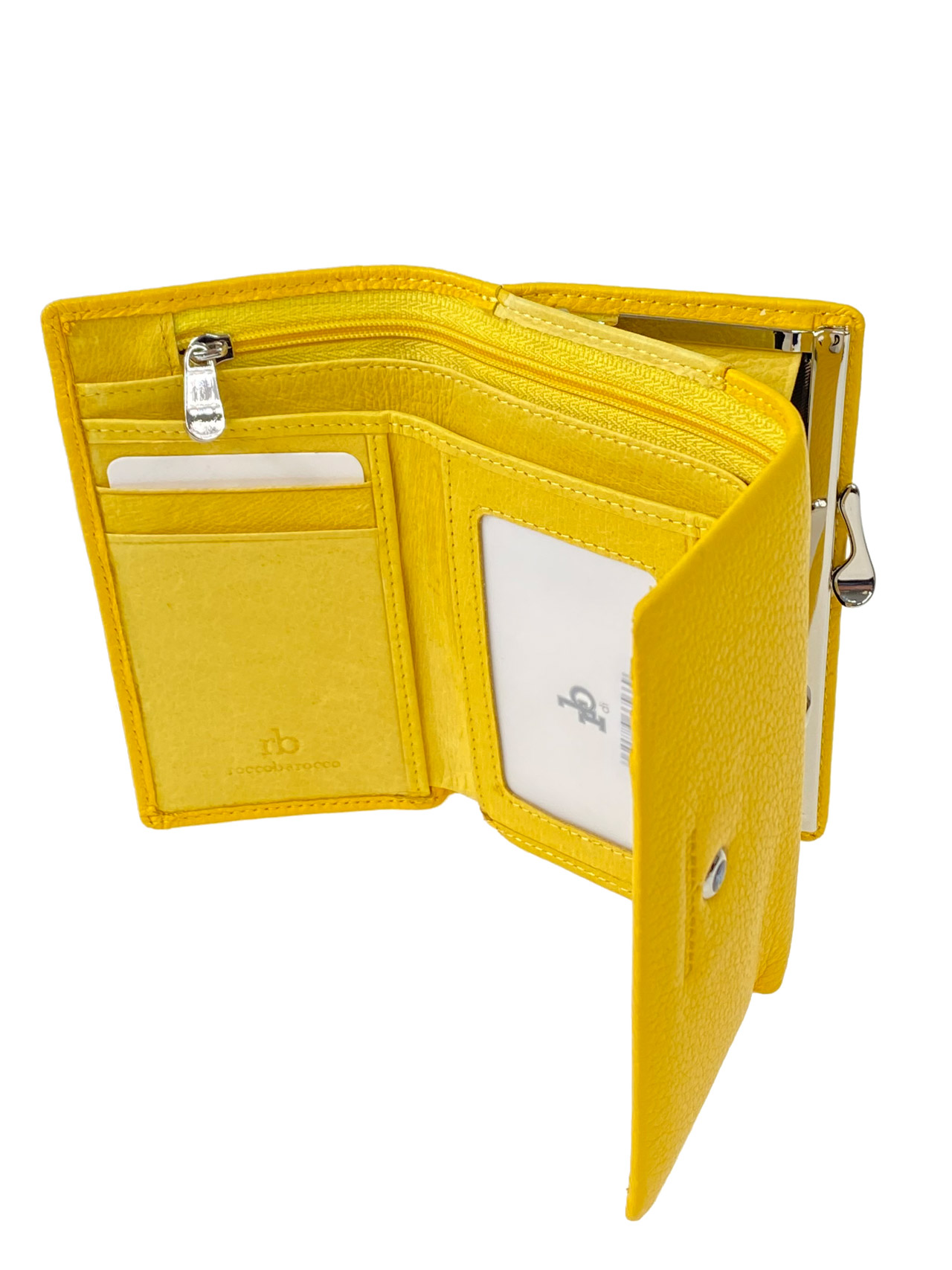 На фото 2 - Женский кошелёк с фермуаром из натуральной кожи, цвет желтый