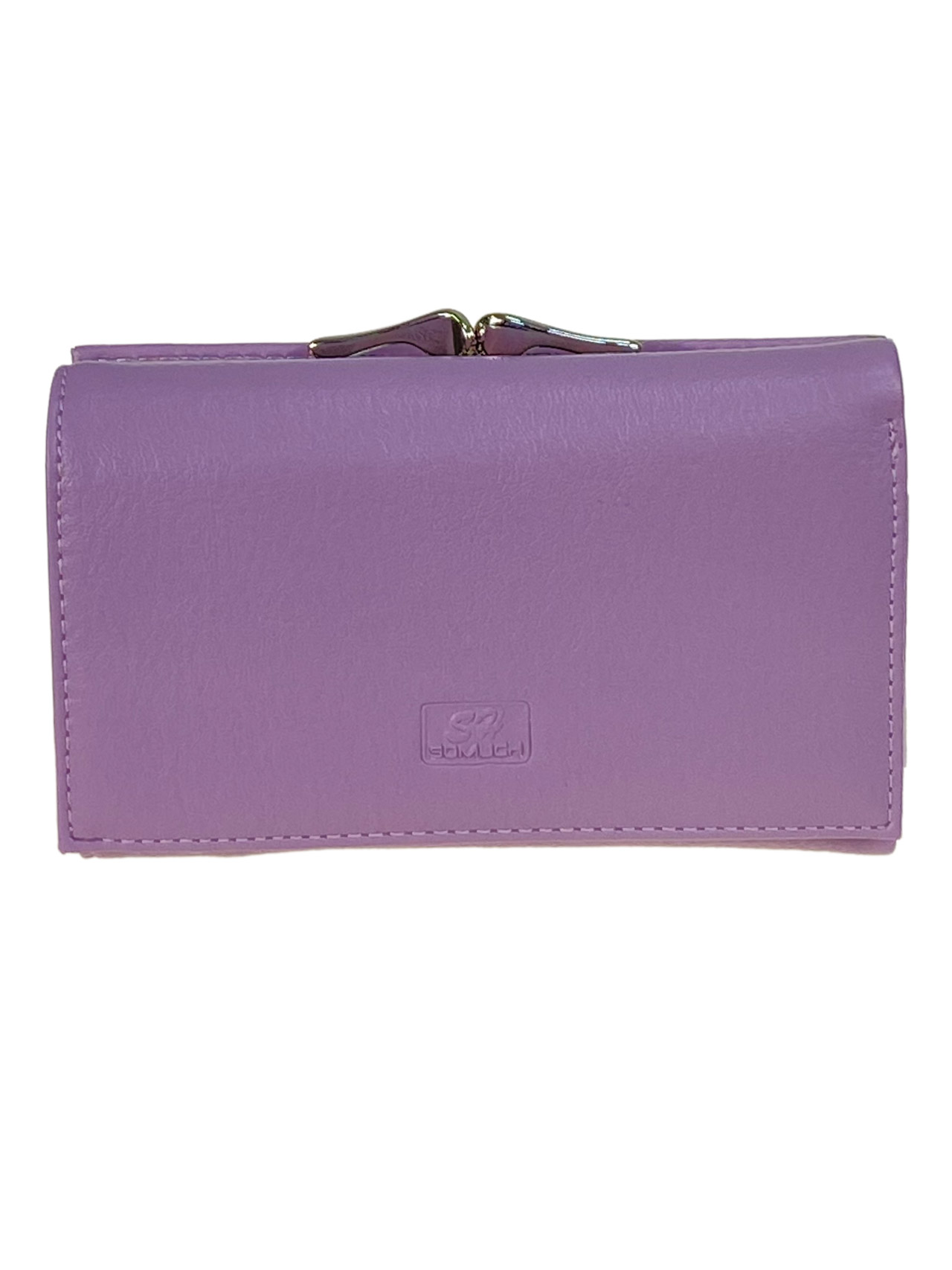 На фото 1 - Женский кошелек с фермуаром из искусственной кожи, цвет сиреневый