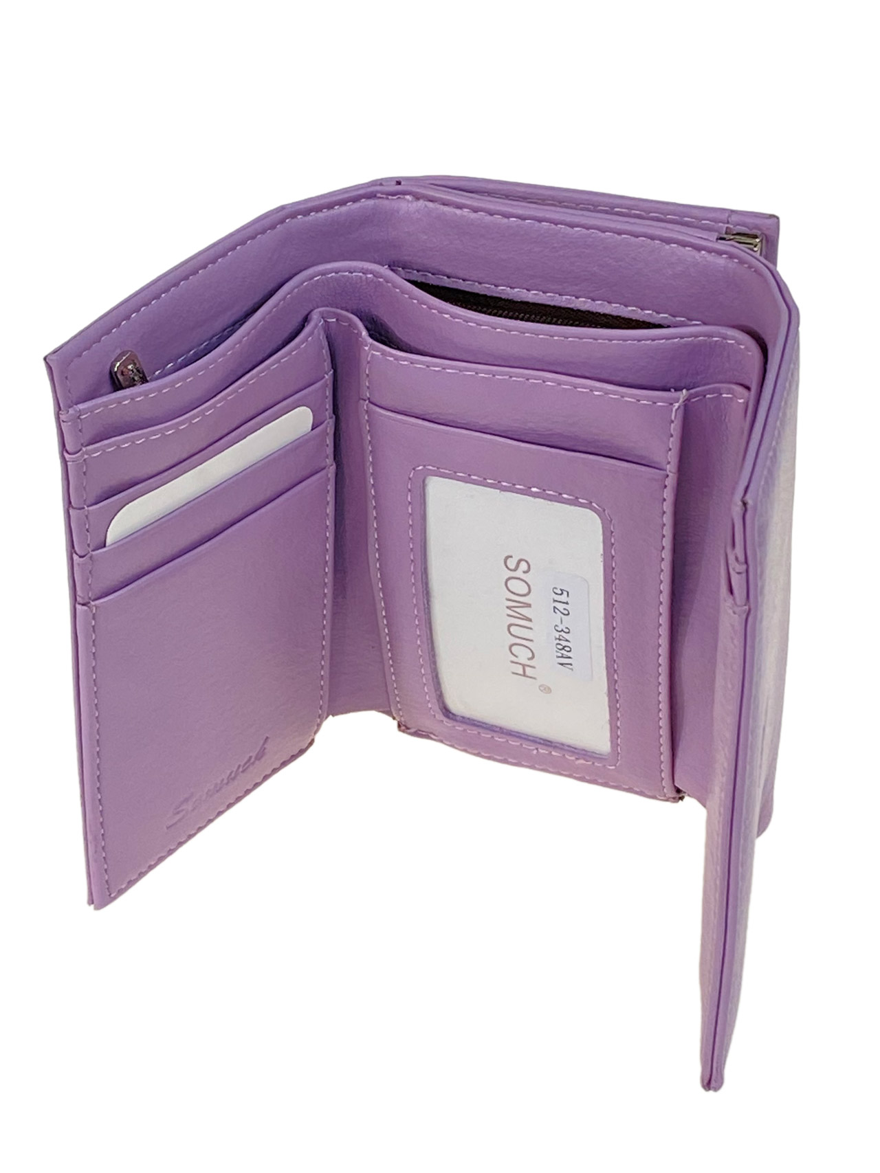 На фото 2 - Женский кошелек с фермуаром из искусственной кожи, цвет сиреневый