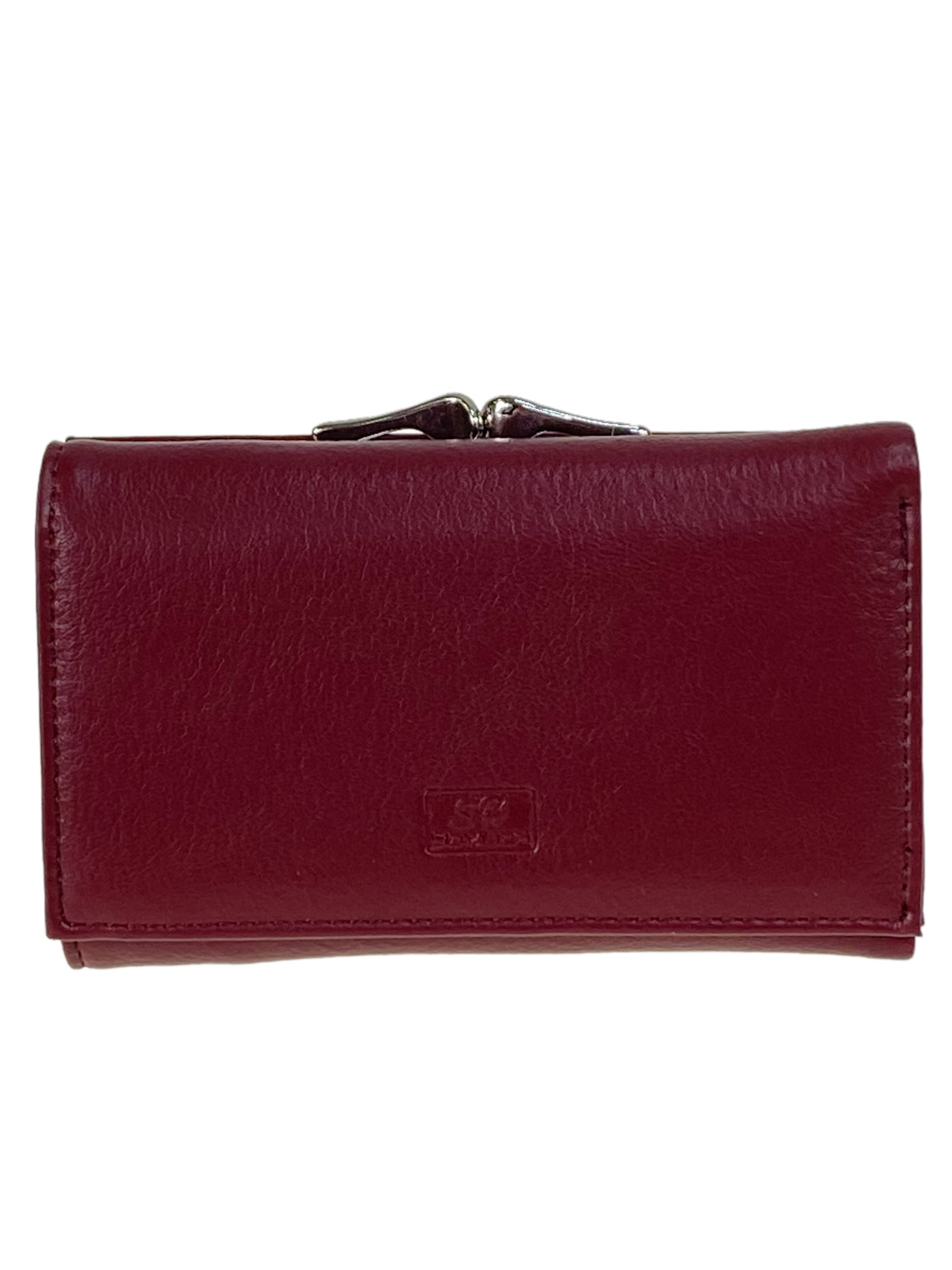 На фото 1 - Женский кошелек с фермуаром из искусственной кожи, цвет бордовый