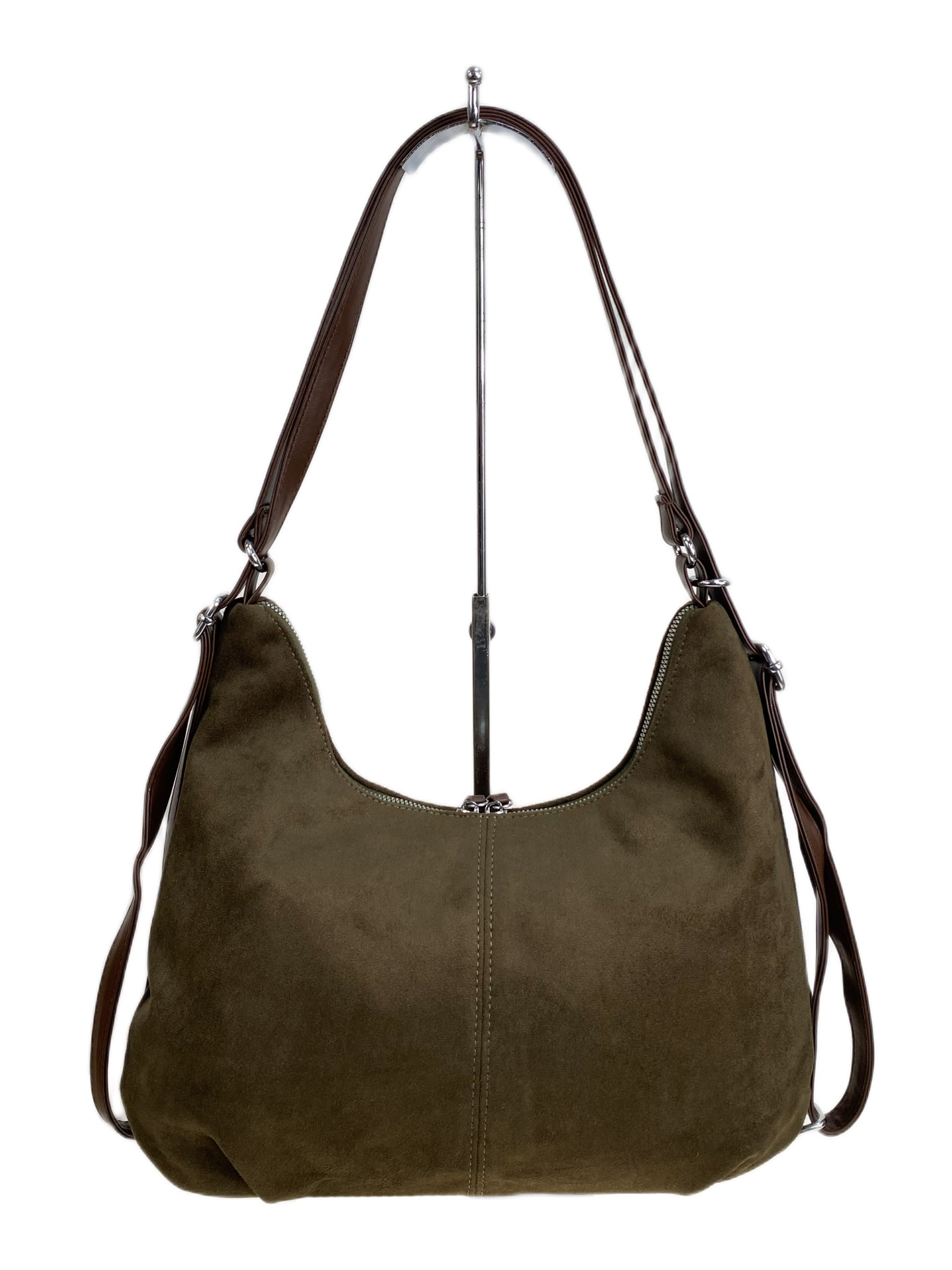 На фото 2 - Женская сумка из искусственной замши, цвет зеленый