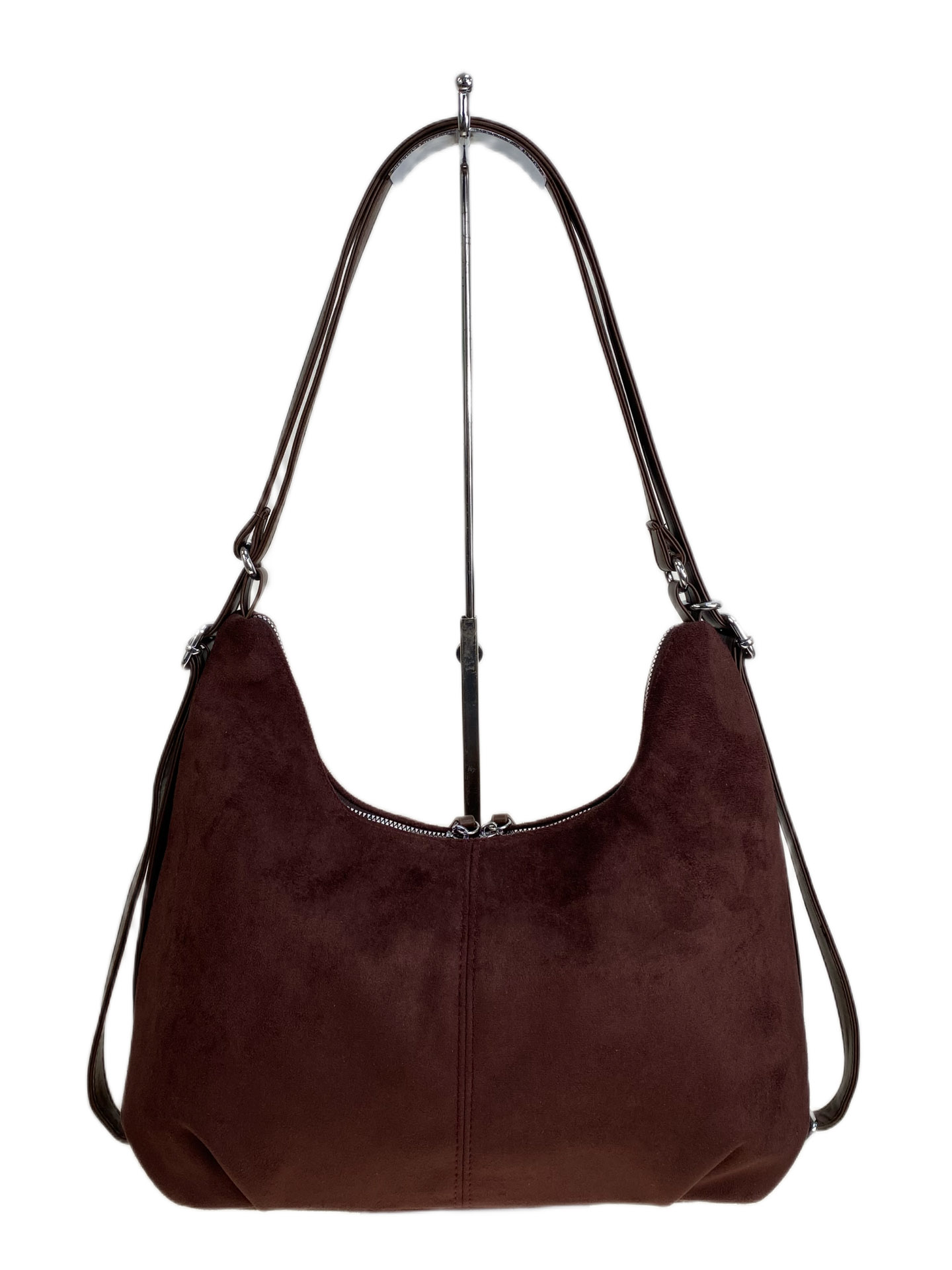 На фото 2 - Женская сумка из искусственной замши, цвет шоколад