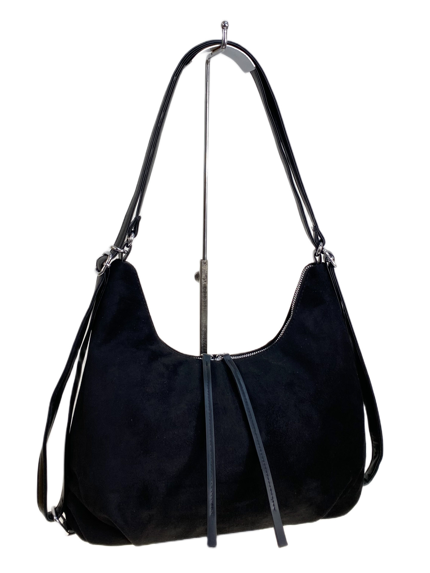 На фото 1 - Женская сумка из искусственной замши, цвет черный