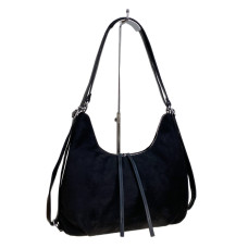 На фото 1 - Женская сумка из искусственной замши, цвет черный На фото 1 - Женская сумка из искусственной замши, цвет черный