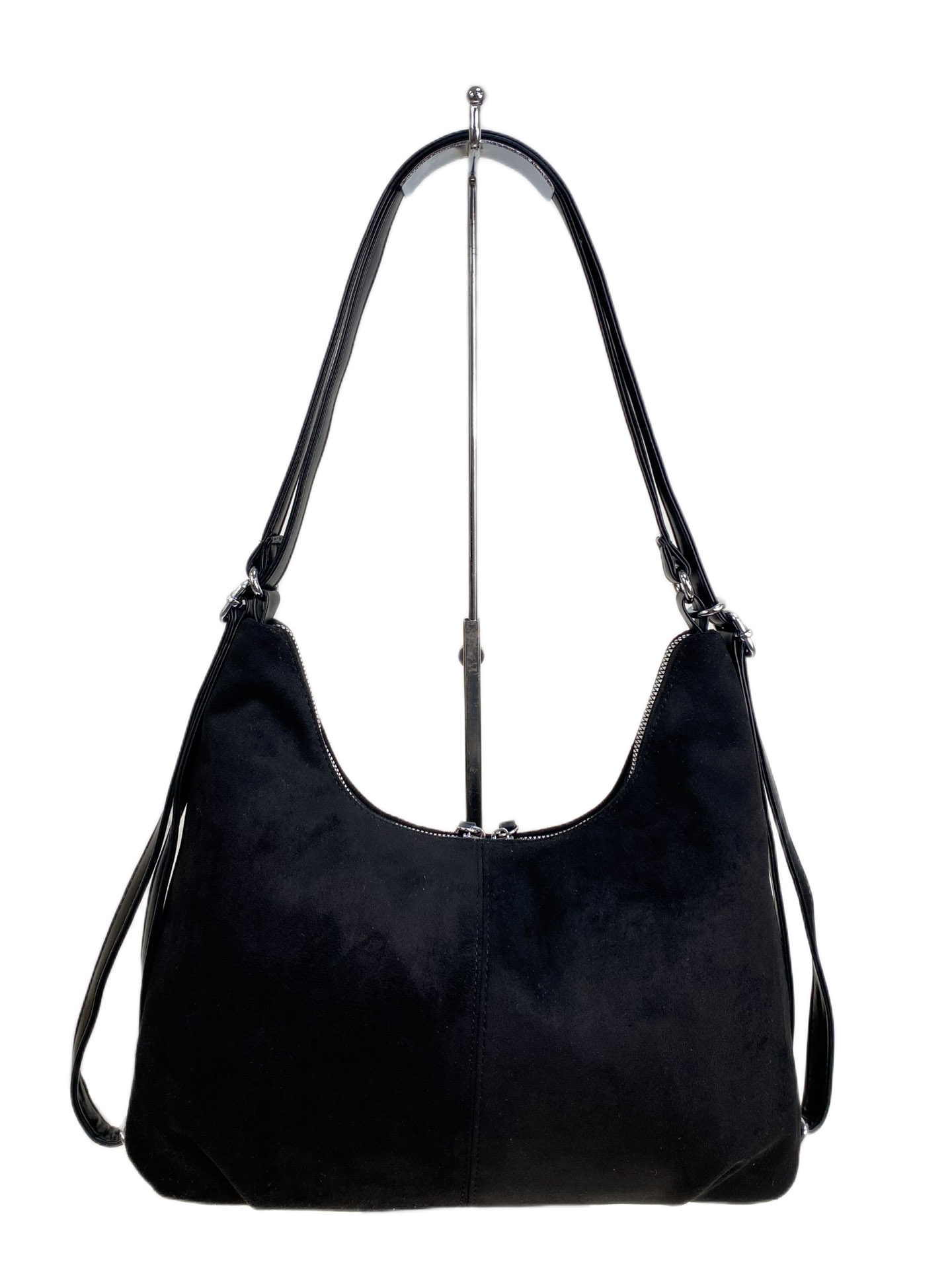 На фото 2 - Женская сумка из искусственной замши, цвет черный