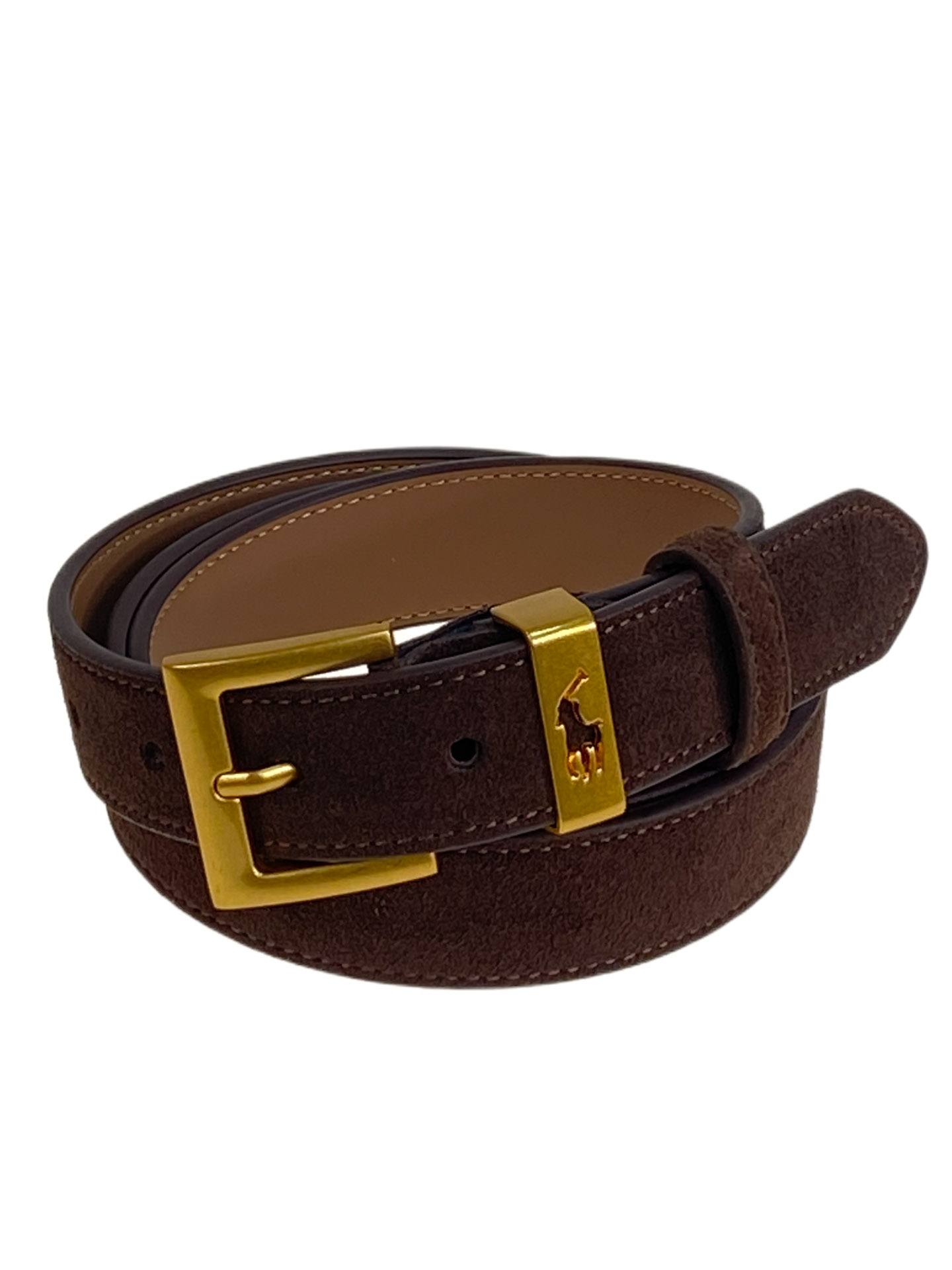 На фото 1 - Ремень женский из натуральной замши, цвет шоколад