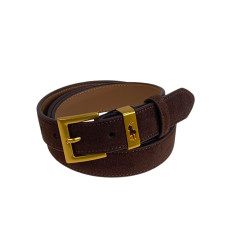 На фото 1 - Ремень женский из натуральной замши, цвет шоколад