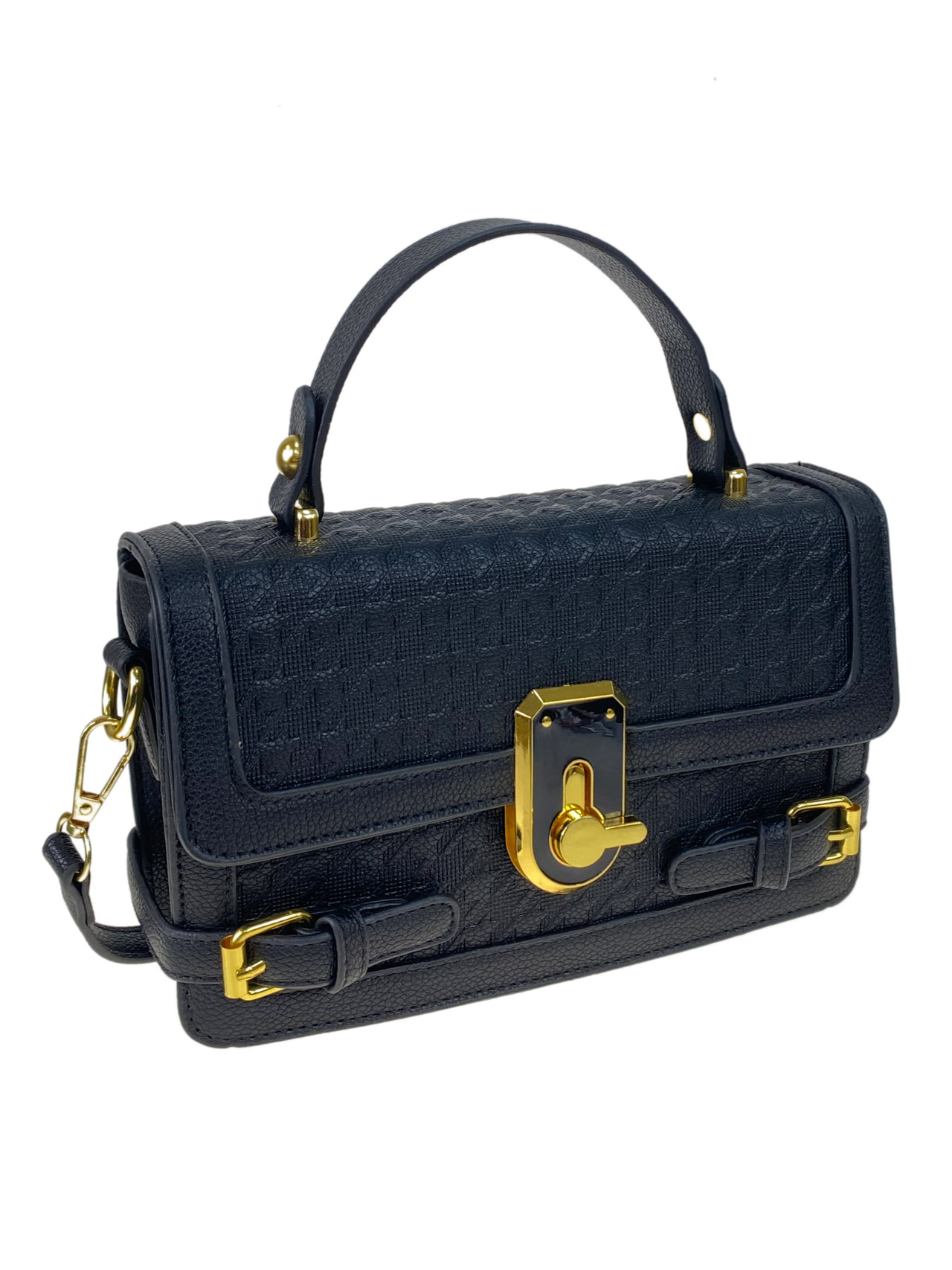 На фото 2 - Кросс боди  из искусственной кожи, цвет черный