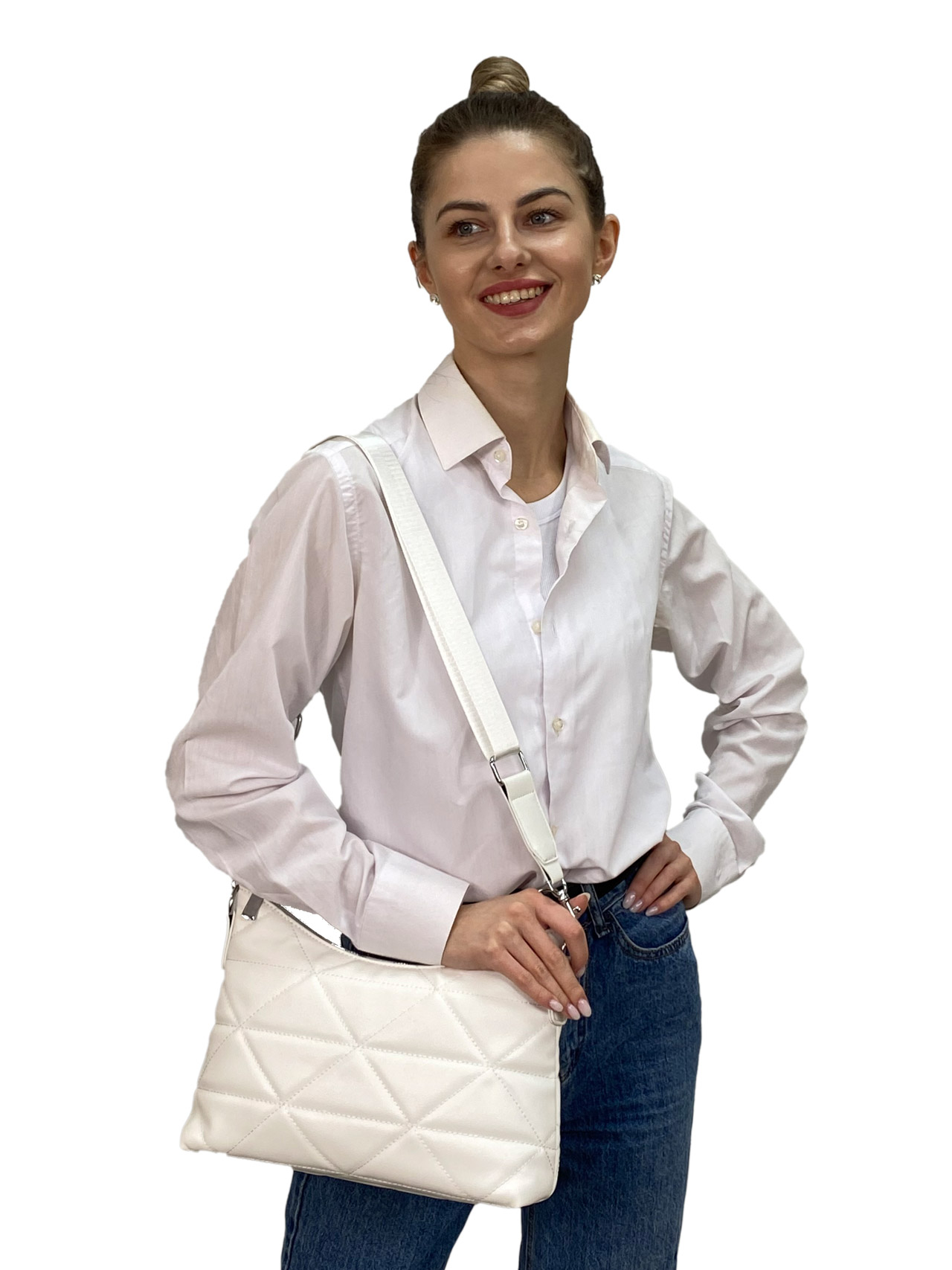 На фото 3 - Женская сумка клатч из искусственной кожи , цвет белый