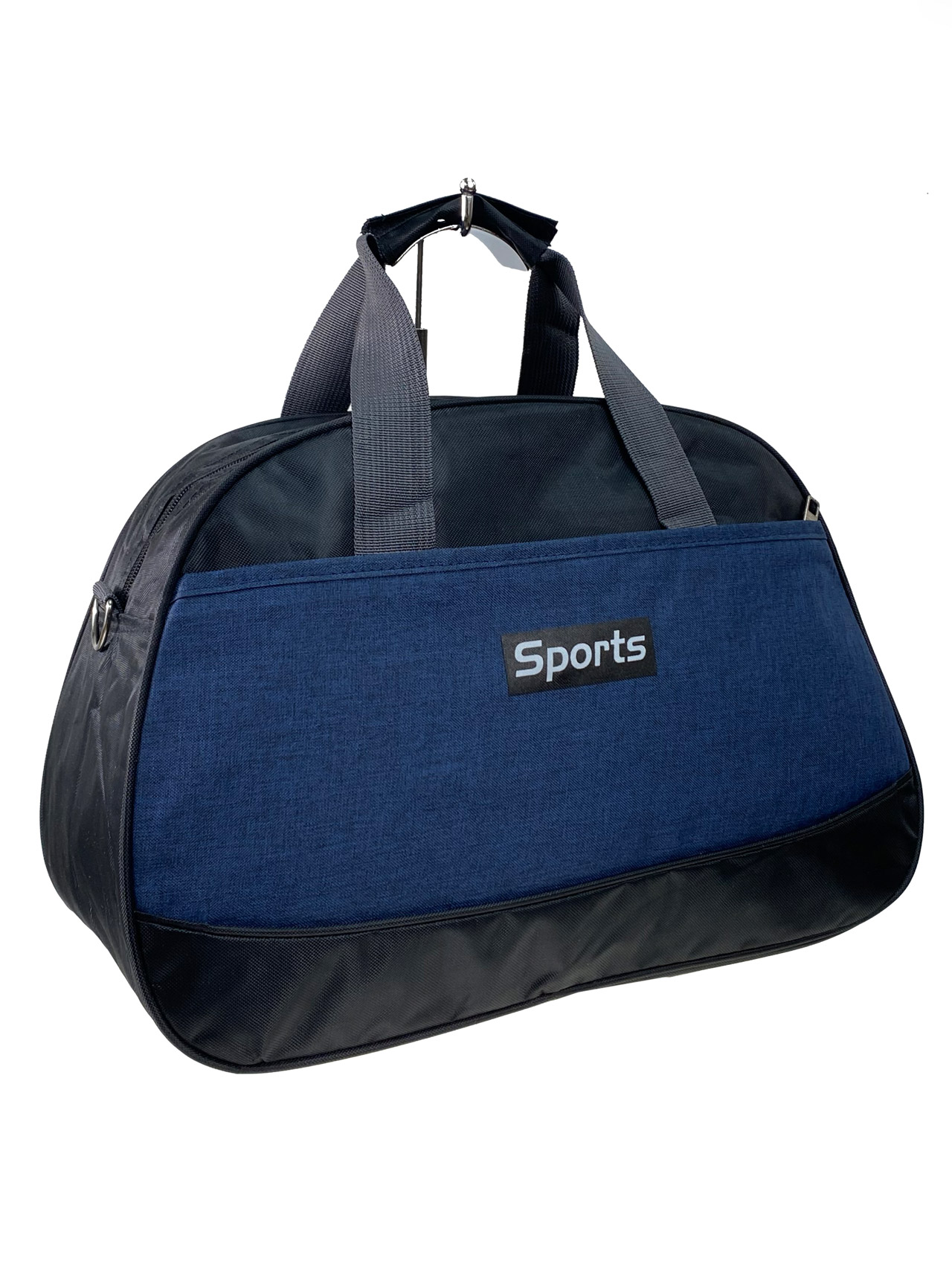 На фото 1 - Дорожная сумка из текстиля, цвет черный с синим 
