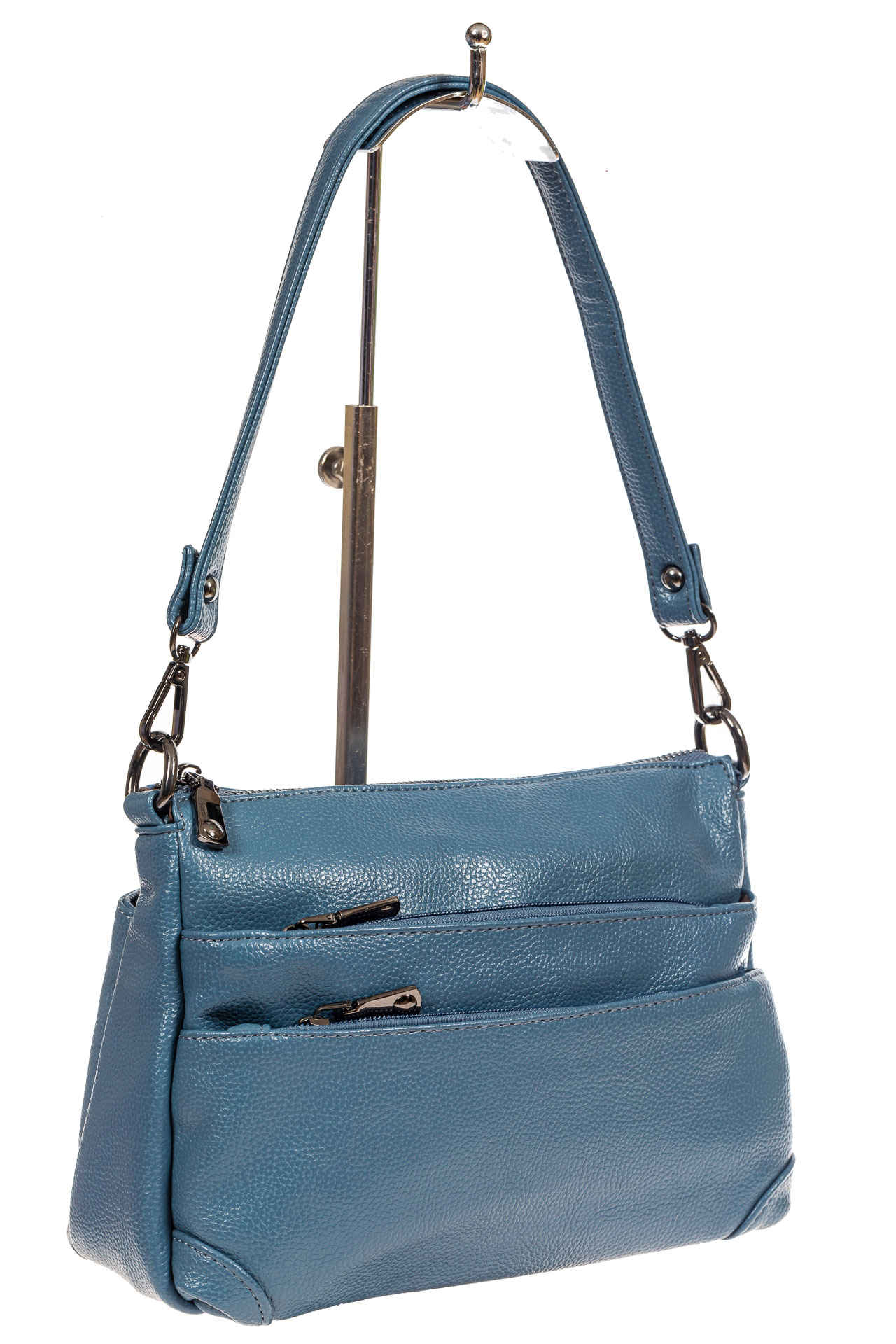 На фото 1 - Классическая женская сумка из искусственной кожи, цвет голубой