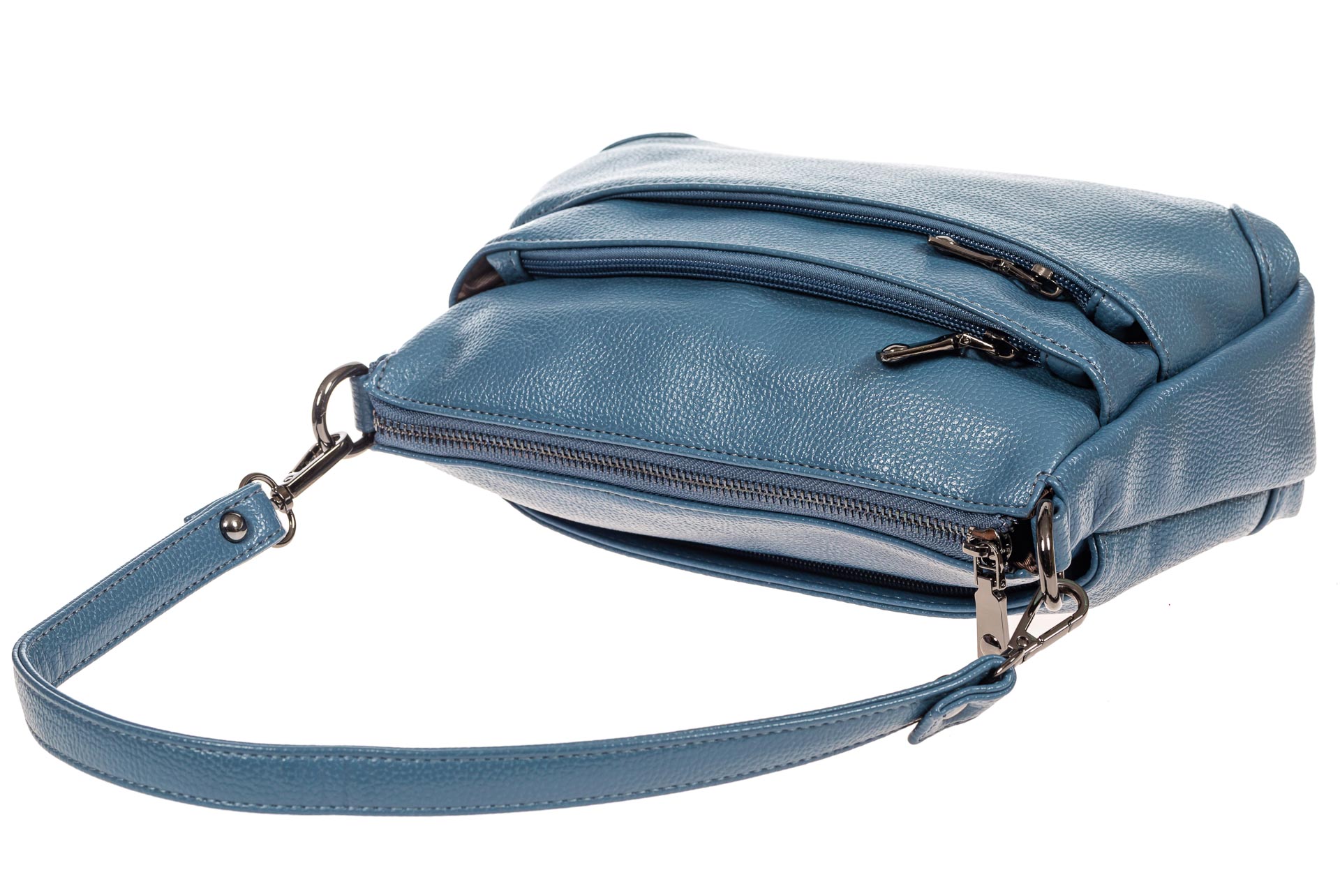 На фото 4 - Классическая женская сумка из искусственной кожи, цвет голубой