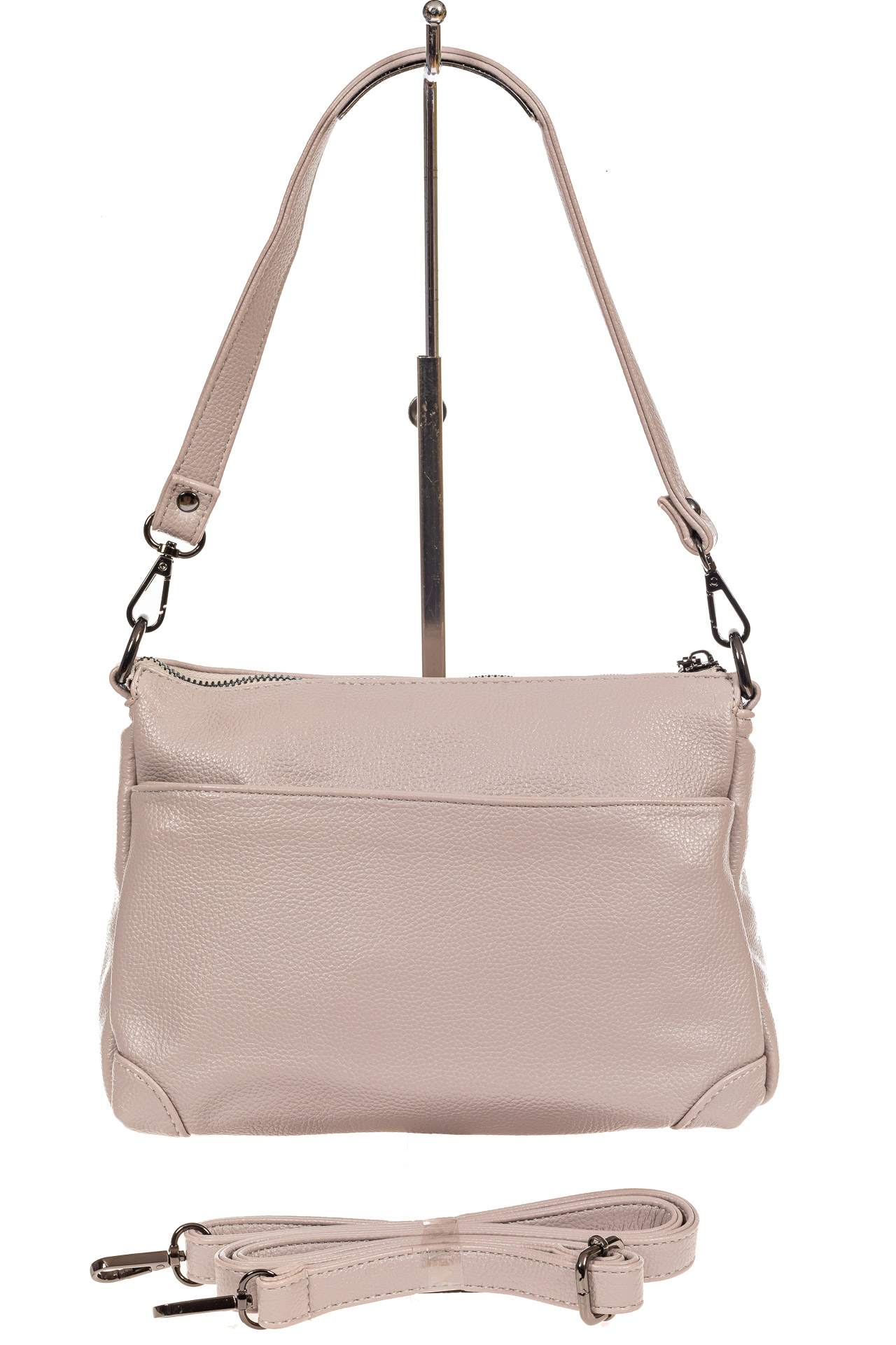 На фото 3 - Классическая женская сумка из искусственной кожи, цвет светло-серый