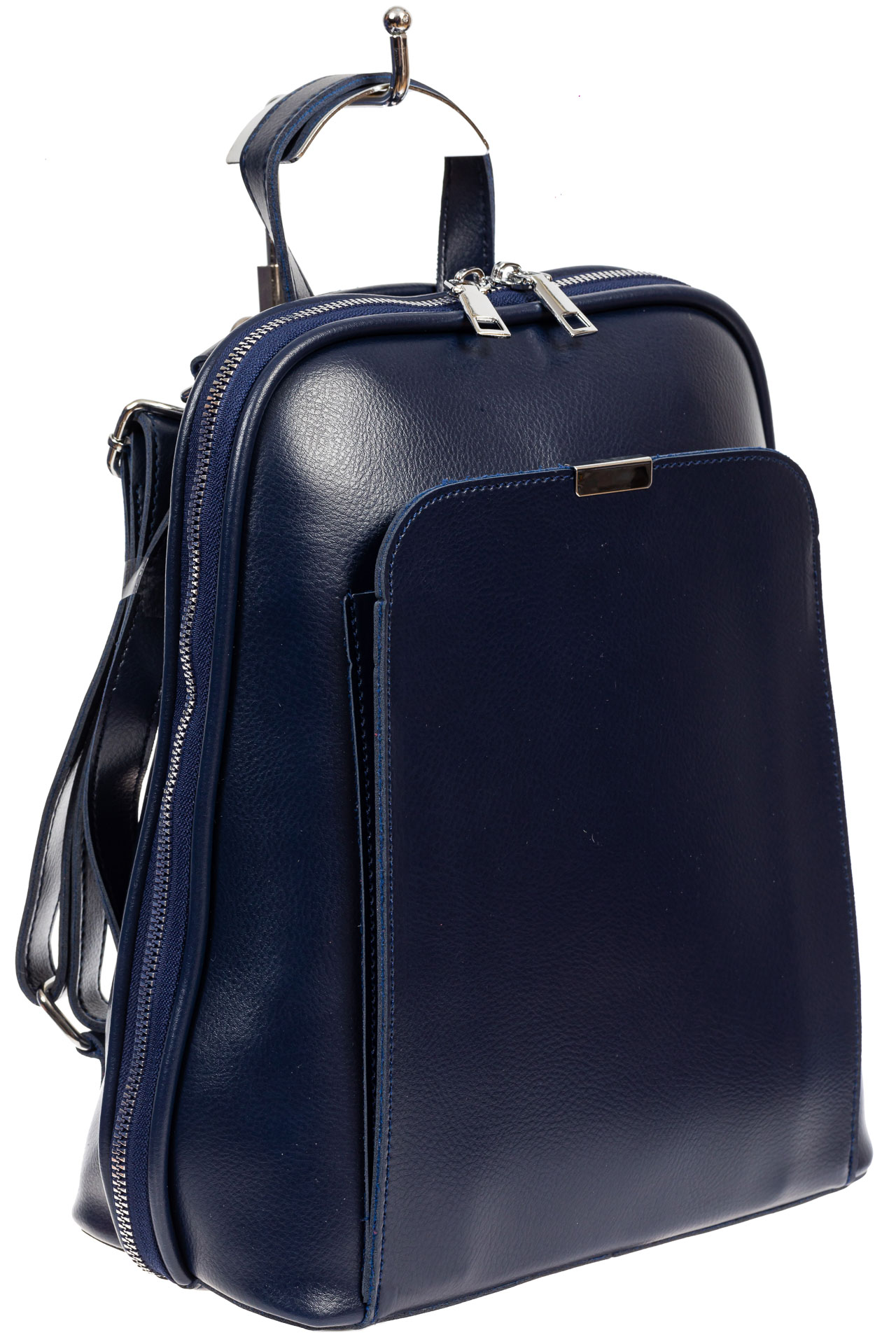 На фото 1 - Женский рюкзак-трансформер из экокожи, цвет синий
