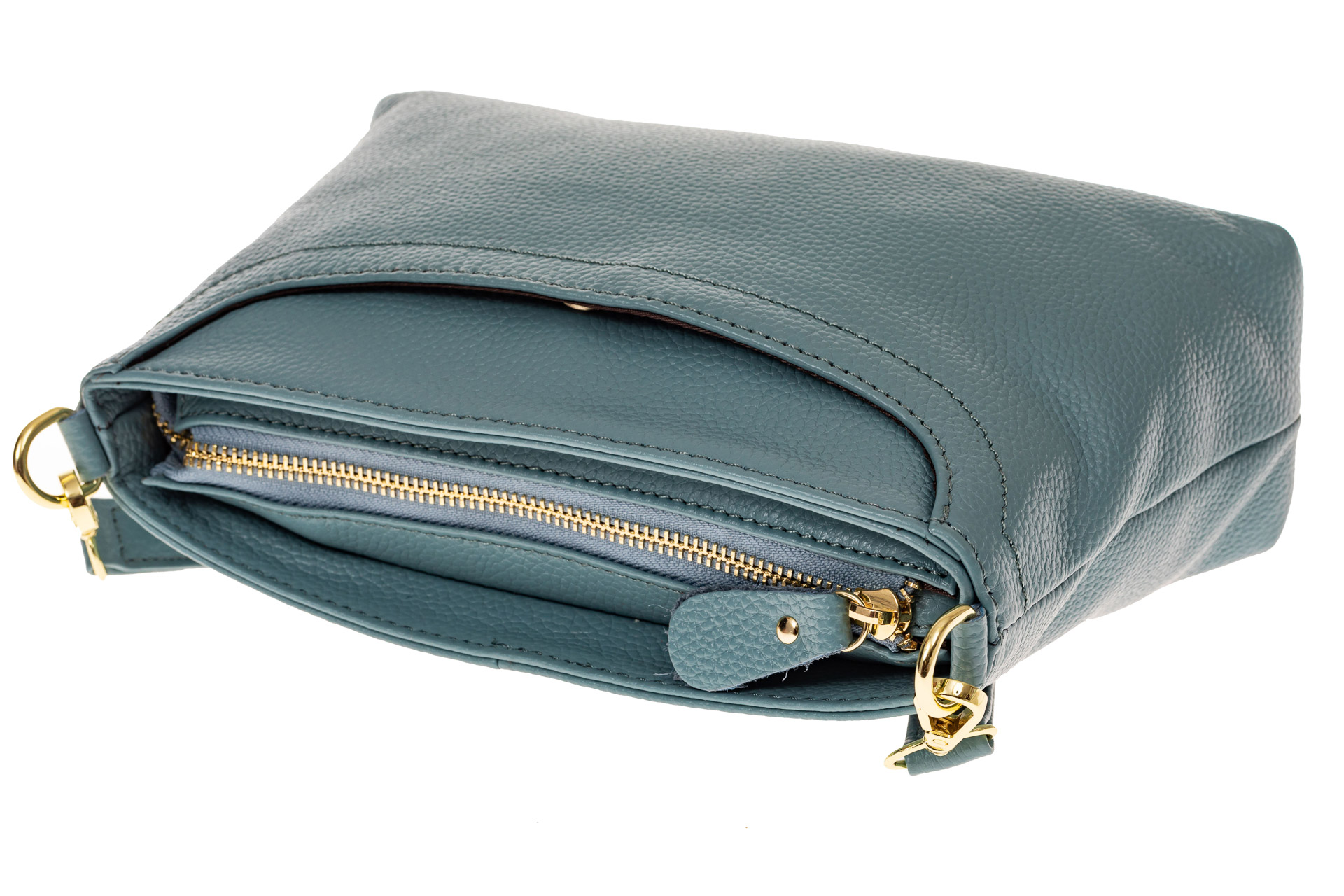 На фото 3 - Женская сумка из натуральной кожи, цвет голубой