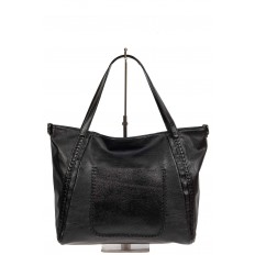На фото 2 - Большая женская сумка из экокожи, цвет чёрный