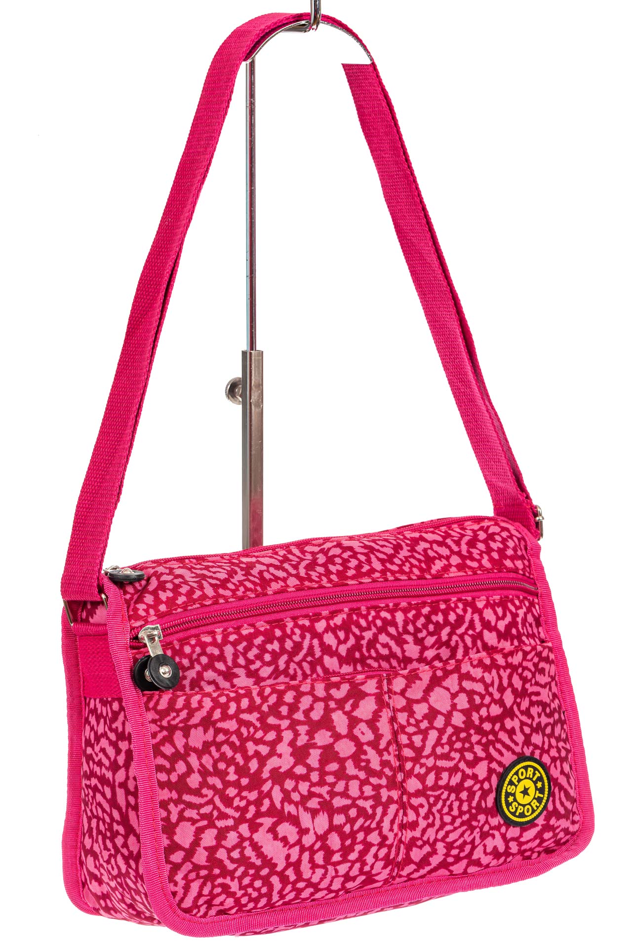На фото 1 - Женская тканевая сумка кросс-боди, цвет комбинированный