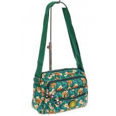На фото 1 - Женская текстильная сумка кросс-боди с цветочным принтом, мультицвет 