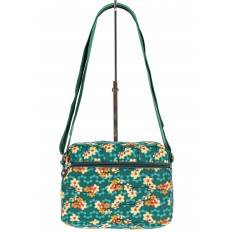 На фото 3 - Женская текстильная сумка кросс-боди с цветочным принтом, мультицвет 