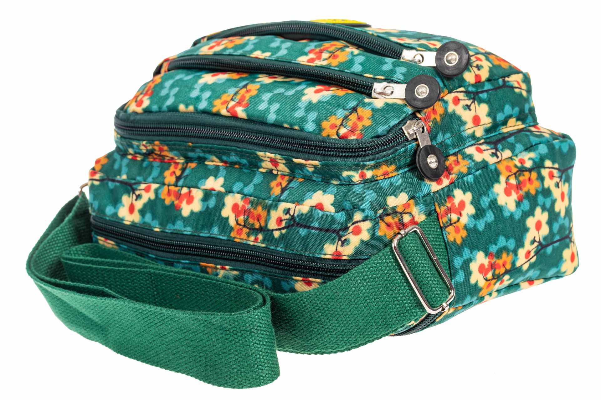 На фото 4 - Женская текстильная сумка кросс-боди с цветочным принтом, мультицвет 